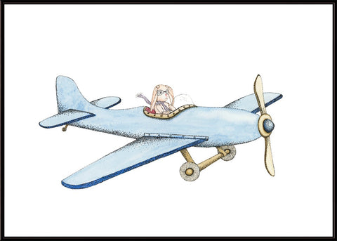 Rabbie Flying his Blue Plane